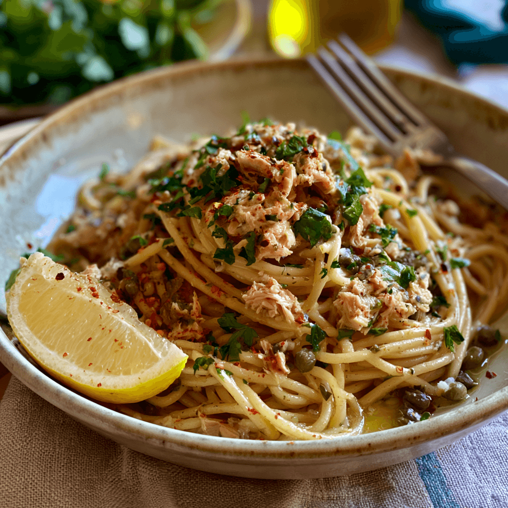Tuna Pasta with Lemon and Capers